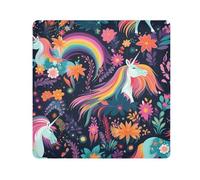 Paño autoadhesivo mágico con diseño de flores de unicornio arcoíris, para lente de cámara, protector de lentes, bolsa de maquillaje, 13.8 x 13.8 pulgadas, multicolor, 13.8x13.8in, moderno