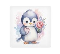 Paño autoadhesivo mágico con diseño de pingüino con flores, para lente de cámara, protector de lentes, bolsa de maquillaje, 13.8 x 13.8 pulgadas, multicolor, 13.8x13.8in, moderno
