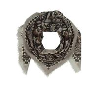 Paño con estampado de cachemira, lana pura, 110 x 110 cm, colores otoñales, accesorio suave y cálido para mujer, gris, Talla única