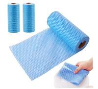 Paño de Cocina 3 Rollos 150 sábanas Dispuestas de Limpieza de Ropa Dispatoria para Todo el propósito de Tela de Lavado Azul no Tejido Gratis para el baño de la Cocina Vidrio, Plato desechable