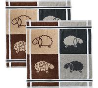 Paño de cocina en paquetes de 2 Frottier, beige, 50 x 50 cm