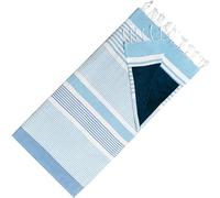 Paño de hammam de doble cara Kikoy y Terry - Moderna toalla Hammam - 100% Algodón - 95 x 175 cm - Azul Cielo