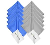 Paño de Limpieza de Microfibra - Paño de Microfibra Azul/Gris de 6 x 7 con Paño de Limpieza Blanco - Paquete de 12 Paños de Limpieza de Microfibra para Gafas y Lentes de Cámara