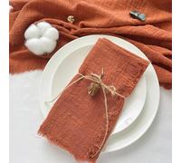 Paño de servilleta, 10 servilletas de algodón Gasa 32x32 cm, Retro con Estampado Rebabas for decoración mesas en Bodas y Fiestas(Orange)