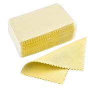 Pano Pulir Plata 50 Uds. Paño de limpieza plata esterlina, paño pulido, joyería oro y, toallita suave empaquetada individualmente(10x6.3cm-Yellow)