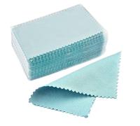 Pano Pulir Plata 50 Uds. Paño de limpieza plata esterlina, paño pulido, joyería oro y, toallita suave empaquetada individualmente(8x6cm-Sky Blue-01)