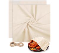 Paño reutilizable de algodón natural para cocina, 2 unidades, 89 x 89 cm, para asar, hornear y envolver alimentos, lavable con cordel natural de 2 m, cocina casera