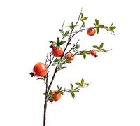 Panonw Paquete de 3 Ramas de Granada Artificiales, Tallos de Simulación, Frutas Florales para Jardín, Ventana, Restaurante, Decoración del Hogar (Naranja)