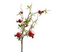 Panonw Paquete de 3 ramas de granada, ramas de granada artificiales, tallos de simulación de granada, frutas florales para jardín, ventana, restaurante, decoración del hogar (rojo)