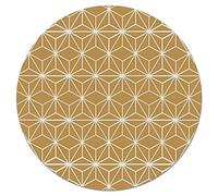 Panorama Alfombra Vinílica Cocina Baño - Modelo Redonda Líneas Estrellas Mostaza 190x190 cm - Varios tamaños - Decoración Hogar