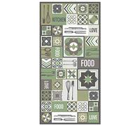 Panorama Alfombra Vinílica Cocina - Modelo Collage Palabras Baldosas Verde 40x80 cm - Varios tamaños - Decoración Hogar
