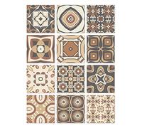 Panorama Azulejos Adhesivos Cocina Baño Pack de 24 Baldosas de 20x20cm Modelo Hidráulico Marrón - Revestimiento de Paredes - Cenefas Adhesivas