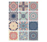 Panorama Azulejos Adhesivos Cocina Baño Pack de 72 Baldosas de 10x10cm Hidráulico Multicolor - Revestimiento de Paredes - Cenefas Adhesivas