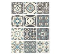 Panorama Azulejos Adhesivos Cocina Baño Pack de 72 Baldosas de 10x10cm Modelo Hidráulico Azul - Revestimiento de Paredes - Cenefas Adhesivas