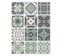 Panorama Azulejos Adhesivos Cocina Baño Pack de 72 Baldosas de 10x10cm Modelo Hidráulico Verde - Revestimiento de Paredes - Cenefas Adhesivas