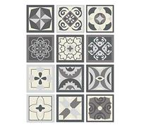 Panorama Azulejos Adhesivos Cocina Baño Pack de 8 Cenefas de Baldosas de 100x10cm Diseño Hidráulico Gris - Revestimiento de Paredes - Cenefas Adhesivas
