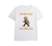 Panorama Camiseta de Manga Corta - Einstein I'm Not Old I'm Timeless - Talla L Color Blanco - 100% Algodón - Regalo para Abuelos - Regalos Originales - Camisetas Graciosas - Ropa Unisex