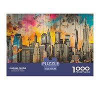 Panorama Ciudad Moderna Puzzle de 1000 Piezas Cartón para Adultos Arte Abstracto Colorido Relajante Concentración Familia Decoración Regalo 52x38cm/1000pcs