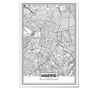 Panorama Cuadro de Aluminio Mapa de Madrid 50x70cm - Impreso en Dibond Blanco - Decoración Moderna para Salón y Dormitorio