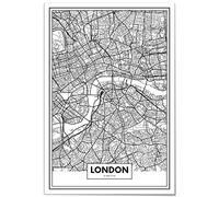 Panorama Cuadro Enmarcado Mapa de Ciudad Londres 21x30cm - Impreso en Papel Rígido - Incluye Marco - Decoración Salón - Póster Decorativos para Dormitorio y Salón