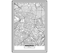 Panorama Cuadro Enmarcado Mapa de Ciudad Madrid 50x70cm - Impreso en Papel Rígido - Incluye Marco - Decoración Salón - Póster Decorativos para Dormitorio y Salón