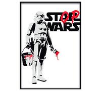 Panorama Cuadro Enmarcado Stop Wars Banksy Vertical 35x50cm - Impreso en Papel Rígido - Incluye Marco - Decoración Salón - Póster Decorativos para Dormitorio y Salón