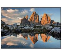 Panorama Cuadro Enmarcado Tres Cimas de Lavaredo Italia 35x50cm - Impreso en Papel Rígido - Incluye Marco - Decoración Salón - Póster Decorativos para Dormitorio y Salón