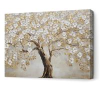 Panorama Cuadros Decoración Salón Modernos - Árbol Dorado 120x80 cm - Bastidor de Madera - Lienzos Decorativos para colgar en Pared - Regalos Originales para Dormitorios, Cocina, Habitación