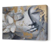 Panorama Cuadros Decoración Salón Modernos - Buda Flor 120x80 cm - Bastidor de Madera - Lienzos Decorativos para colgar en Pared - Regalos Originales para Dormitorios, Cocina, Habitación