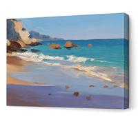 Panorama Cuadros Decoración Salón Modernos - Paisaje Playa 90x60 cm - Bastidor de Madera - Lienzos Decorativos para colgar en Pared - Regalos Originales para Dormitorios, Cocina, Habitación