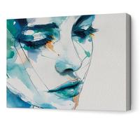 Panorama Cuadros Decoración Salón Modernos - Retrato Azul 120x80 cm - Bastidor de Madera - Lienzos Decorativos para colgar en Pared - Regalos Originales para Dormitorios, Cocina, Habitación