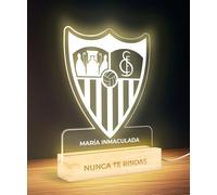 Panorama Fútbol Lampara de Mesa con Escudo Seville 15x22 cm - Lamparas de Mesita de Noche - Luz Nocturna Infantil con Luz Led USB - Regalo Comunión Personalizado
