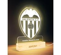 Panorama Fútbol Lampara de Mesa con Escudo Valencia 15x22 cm - Lamparas de Mesita de Noche - Luz Nocturna Infantil con Luz Led USB - Regalo Comunión Personalizado