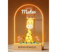 Panorama Lámpara Infantil Personalizada de una Jirafa con Nombre - Placas Decorativas con tu Foto - Luz Nocturna LED para Mesita de Noche - Regalos Originales Bebés Recién Nacidos Bautizo