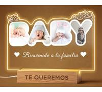 Panorama Lámpara Personalizada 22x15 cm - Modelo Collage Fotos - Regalos Originales para un Bebé - Luz Nocturna Infantil - Lamparas de Mesita de Noche Recién Nacido
