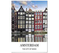 Panorama Lienzo Ciudad de Amsterdam Mensaje 70 x 100 cm - Bastidor Incluido - Cuadros Decorativos para Salón - Decoración Moderna
