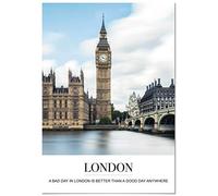 Panorama Lienzo Ciudad de Londres Mensaje 70 x 100 cm - Bastidor Incluido - Cuadros Decorativos para Salón - Decoración Moderna