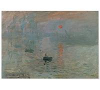 Panorama Lienzo Claude Monet Impresión, Sol Naciente 30x21 cm - Bastidor Incluido - Cuadros Decorativos para Salón - Decoración Moderna