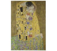 Panorama Lienzo Gustav Klimt El Beso 35x50 cm - Bastidor Incluido - Cuadros Decorativos para Salón - Decoración Moderna