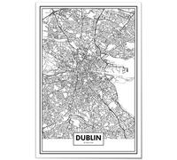 Panorama Lienzo Mapa de Ciudad Dublín 50x70cm - Bastidor Incluido - Cuadros Decorativos para Salón - Decoración Moderna