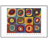 Panorama Metacrilato Enmarcado Wassily Kandinsky Cuadrados con Anillos 100x70 cm - Incluye Marco - Decoración para Salón - Láminas Decorativas