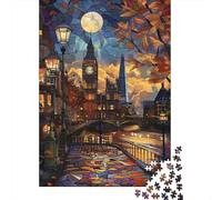 Panorama Nocturno de Londres Puzzle de 1000 Piezas Material Papel para Adultos Vista Ciudad con Luz Lunar Puzzle para Toda la Familia Relajación Decoración Regalo 70x50cm/1000pcs
