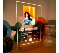 Panorama Placa Spotify Personalizada con Foto y Base de Luz Cálida o Fría - Diseño con Texto y Código escaneable de Canción - Regalo Boda, Comunión y Cumpleaños Mejores Amigos