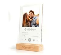 Panorama Placa Spotify Personalizada con Foto y Base de Madera - Diseño con Código escaneable de Canción - Regalo Boda, Comunión y Cumpleaños Mejores Amigos