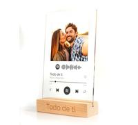 Panorama Placa Spotify Personalizada con Foto y Base de Madera - Diseño con Código escaneable de Canción - Regalo Boda, Comunión y Cumpleaños Mejores Amigos