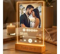 Panorama Placa Spotify Personalizada con Foto y Base LED o Metacrilato - Color Blanco - Diseño con Texto y Código escaneable de Canción - Regalo Boda, Comunión y Cumpleaños Mejores Amigos