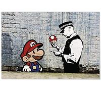 Panorama Póster Banksy Super Mario 50x35cm - Impreso en Papel de 250gr - Cuadros Modernos Decoración Salón y Dormitorio - Láminas Decorativas