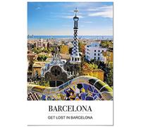 Panorama Póster Ciudad de Barcelona Mensaje 50 x 70 cm - Impreso en Papel de 250gr - Cuadros Modernos Decoración Salón y Dormitorio - Láminas Decorativas