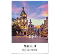 Panorama Póster Ciudad de Madrid con Mensaje 70 x 100 cm - Impreso en Papel de 250gr - Cuadros Modernos Decoración Salón y Dormitorio - Láminas Decorativas