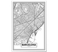 Panorama Póster Mapa de Barcelona 50x70cm - Impreso en Papel de 250gr - Cuadros Modernos Decoración Salón y Dormitorio - Láminas Decorativas